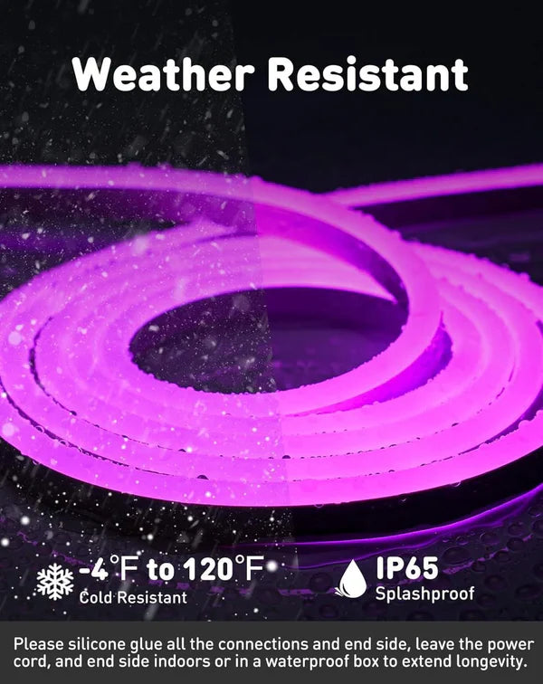 110V-120V Purple Neon LED Rope Light - 8mmX16mm,Commercial Grade, IP65, 6 Watts/M -Cuttable, dimmable, could be hardwired ETL Listed- Plug and Play - Hyperdealss