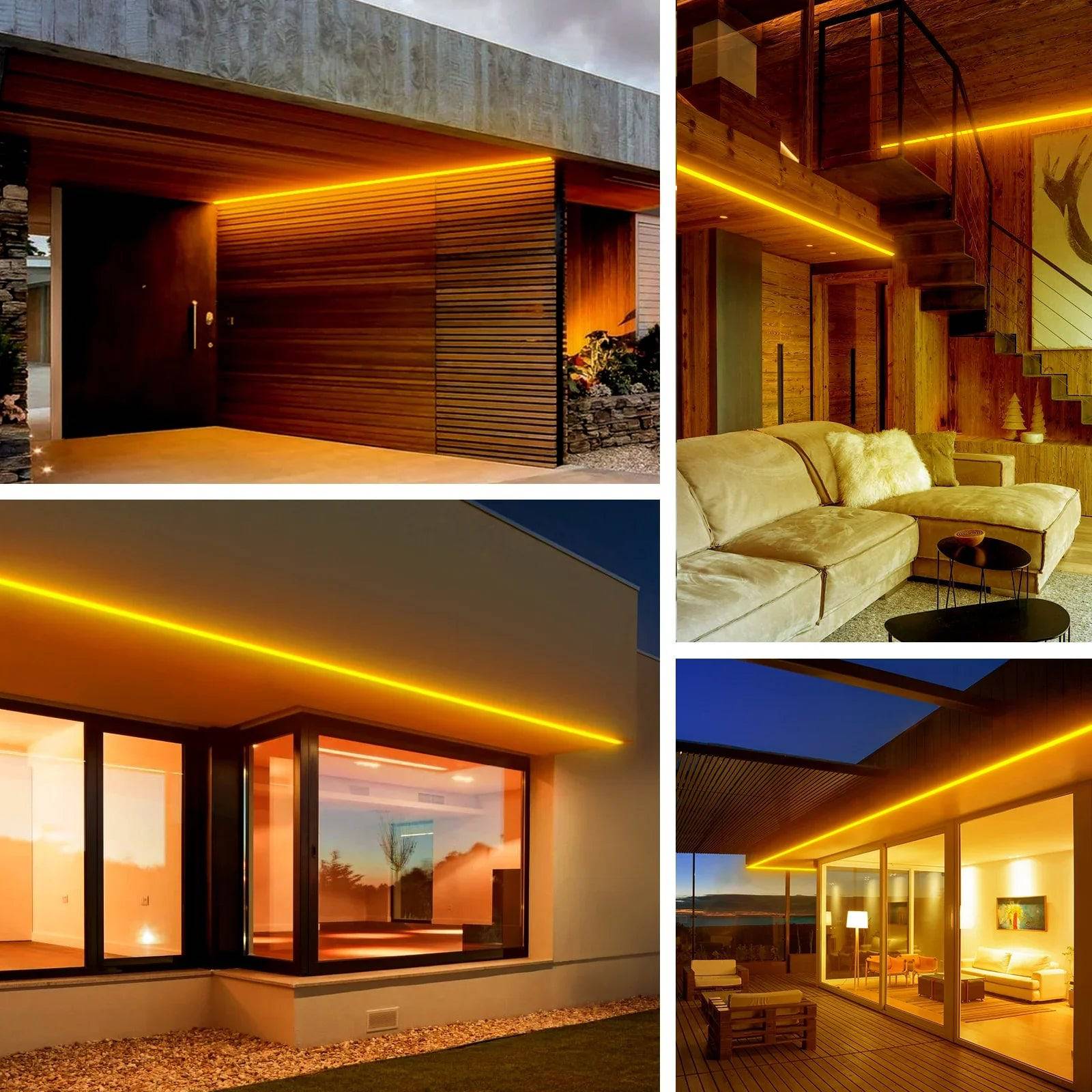 110V-120V Yellow-Amber Neon LED Rope Light - 7mmX14.5mm,Commercial Grade, IP65, 220Lm/M -Cuttable, Dimmable, ETL Listed- Plug and Play and Hardwired - Hyperdealss