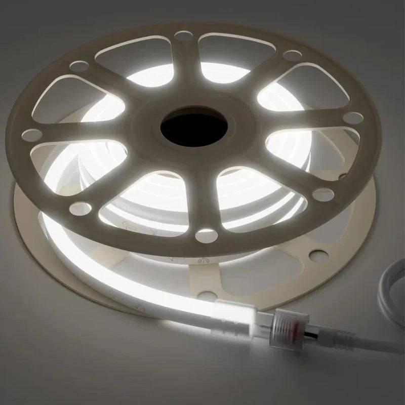 110-120V Cool White LED Neon Rope Light -6300K-8mm x 16mm-6.5W/Meter and 226LM/W -Dimmable, Flexible, IP65 Waterproof, Cuttable for Home & Commercial Use - Hyperdealss