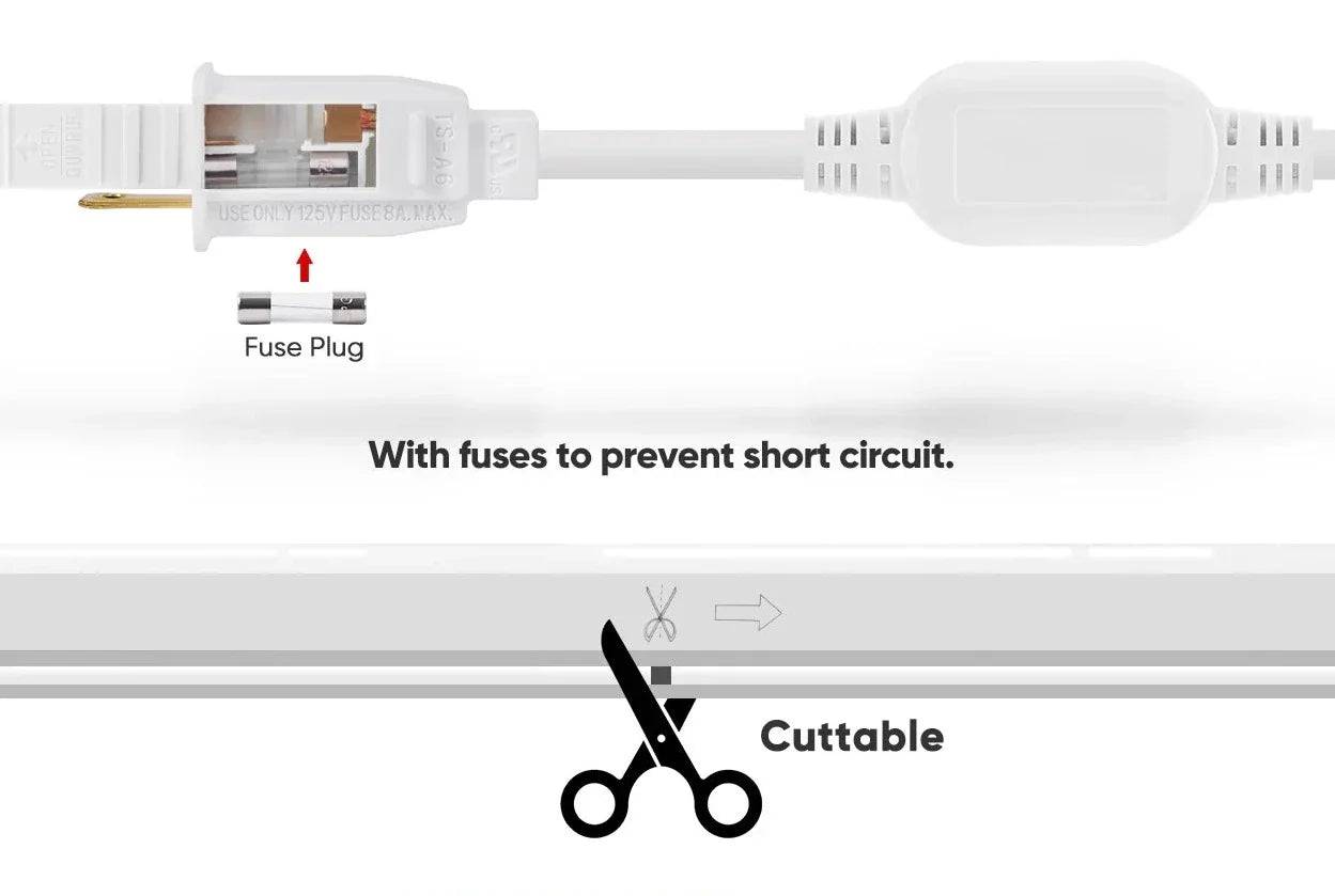 110-120V Warm White LED Neon Rope Light -2500K- 8mm x 16mm-6.5W/Meter and 226LM/W -Dimmable, Flexible, IP65 Waterproof, Cuttable for Home & Commercial Use - Hyperdealss