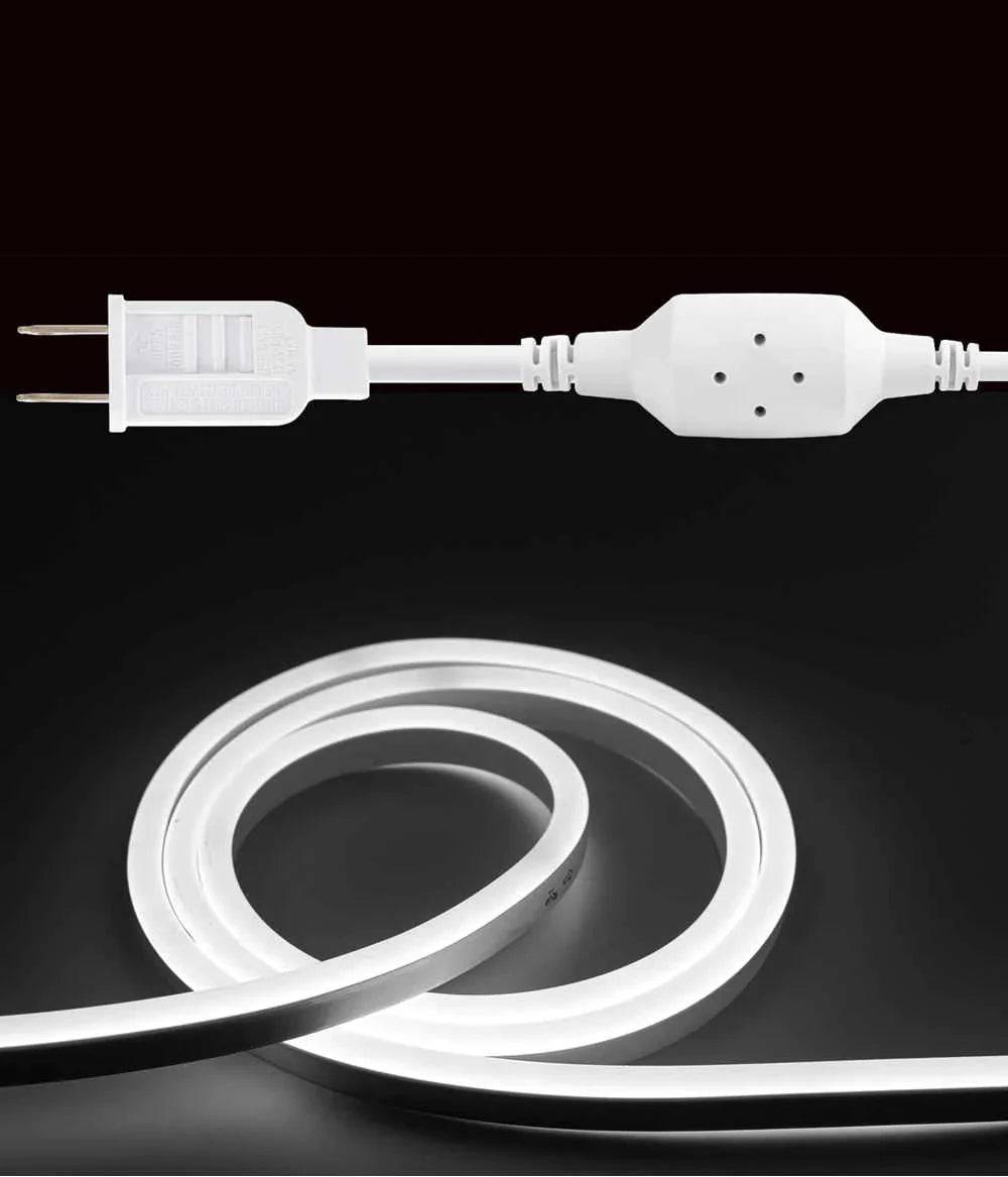 110V-120V Neutral White (4500K) Neon LED Rope Light - 8mmX16mm,Commercial Grade, IP65, 189Lm/meter -Cuttable, Dimmable- Plug and Play and Hardwire - Hyperdealss