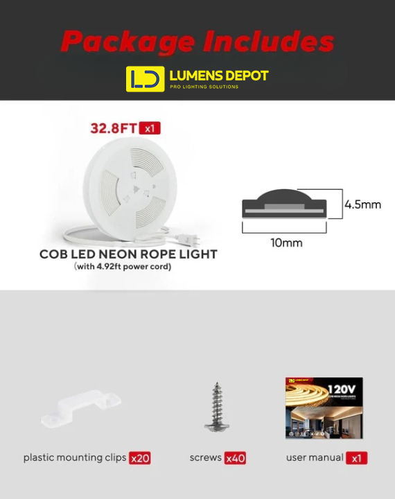 110-120V Cool White COB Peel and Stick Tape Light (10mmx4.5mm),IP65, Cuttable, dimmable, flicker-free - Plug and Play and Could Be hardwired - Hyperdealss
