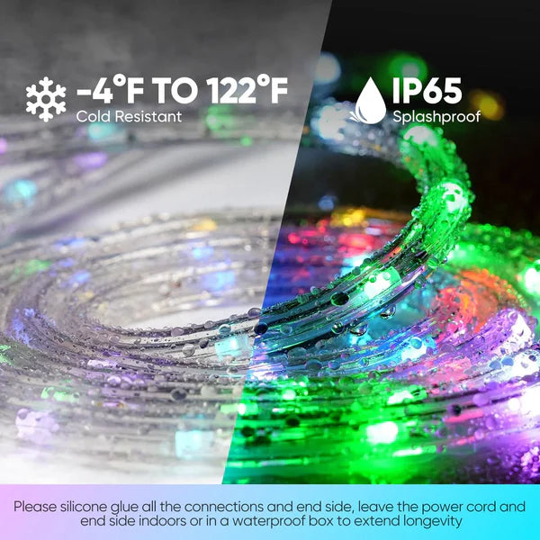 120V RGB Twinkle LED Rope Light with Remote Control and Dynamic Color Modes - Hyperdealss