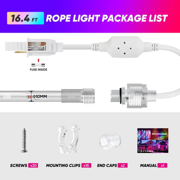 120V RGB Twinkle LED Rope Light with Remote Control and Dynamic Color Modes - Hyperdealss