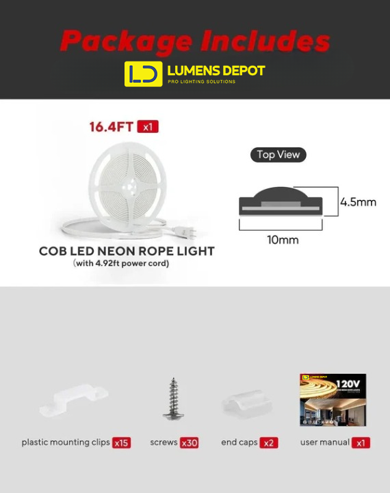120V Ultra Bright COB LED Neon Rope Light, Ice Blue, 800 Lumens/M - Hyperdealss