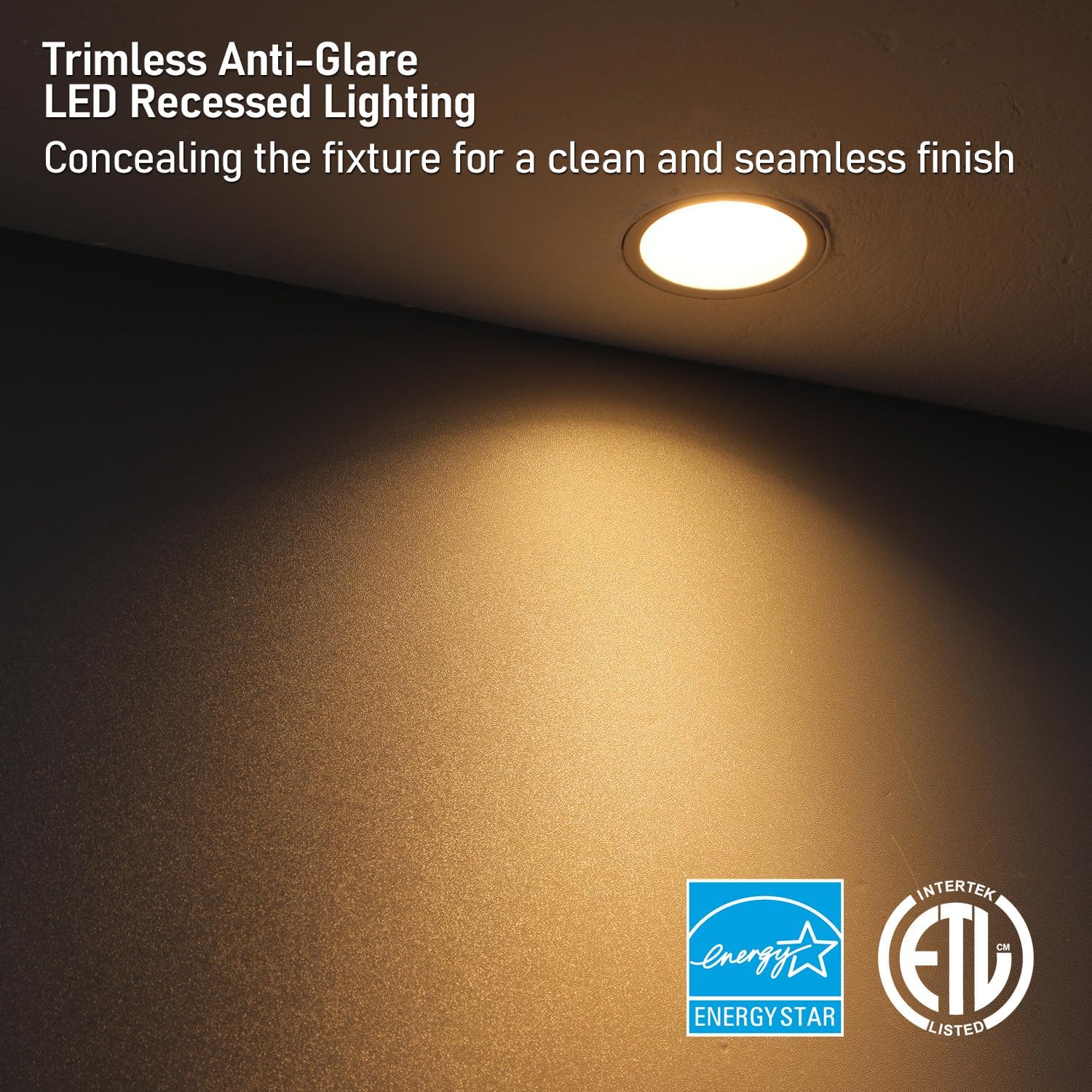 1-Inch LED Recessed Light, 9W, 600LM, 2700K-5000K, Dimmable, CRI 90+, ETL/Energy Star - Hyperdealss
