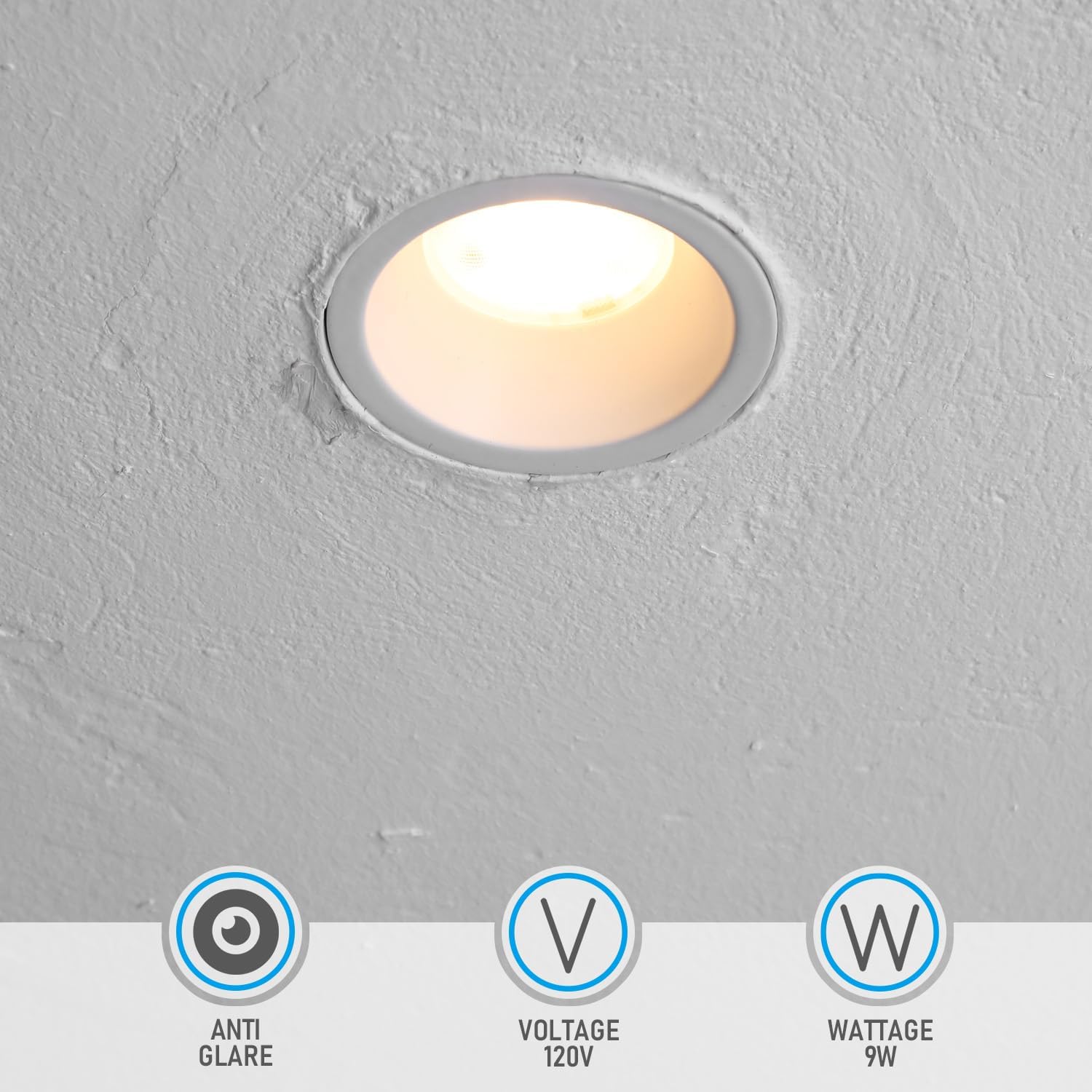 LED Recessed Downlight, 13W, 800LM, 5000K Color Temperature, Dimmable, CRI 90+, ETL/Energy Star/T24, 120 VAC - Hyperdealss