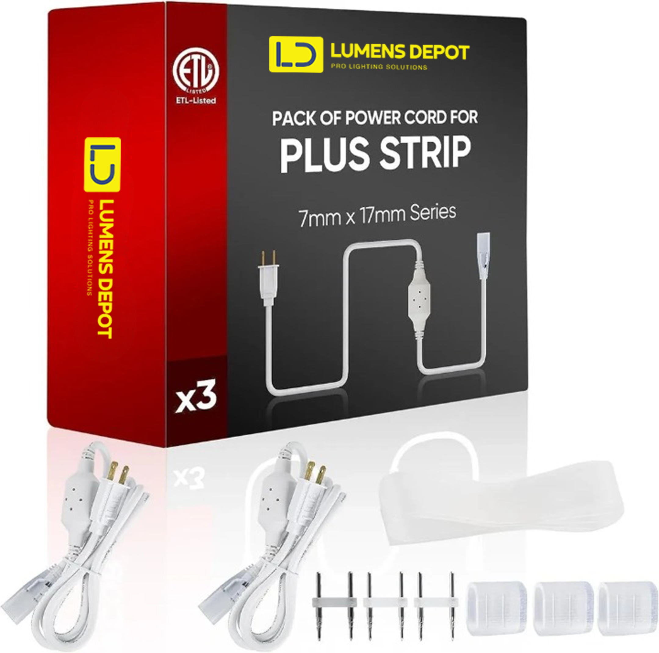 110V Extra Power Cord Pack for 7x17mm Double Row Plus LED Strip - Hyperdealss