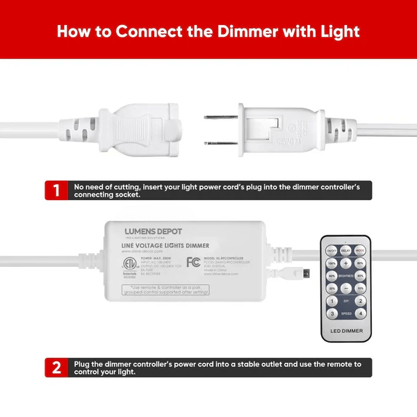 Universal Dimmer Controller Pack for 120V LED Strip Lights and Neon Rope Lights - Hyperdealss