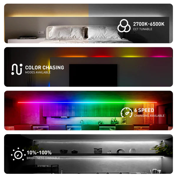 24V 16FT RGBWW LED Strip Light with IC Function and Remote Control – Multi-Color LED Tape - Hyperdealss