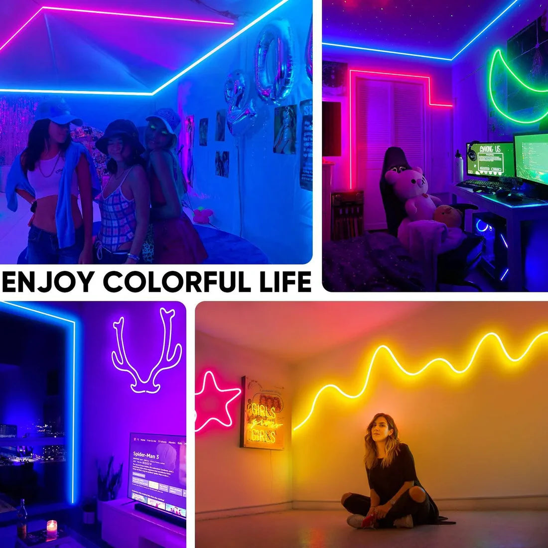 16FT 24V Smart RGBW LED Neon Rope Light, Cool and Warm White – Anti Yellowing -App and Remote Controlled - Hyperdealss