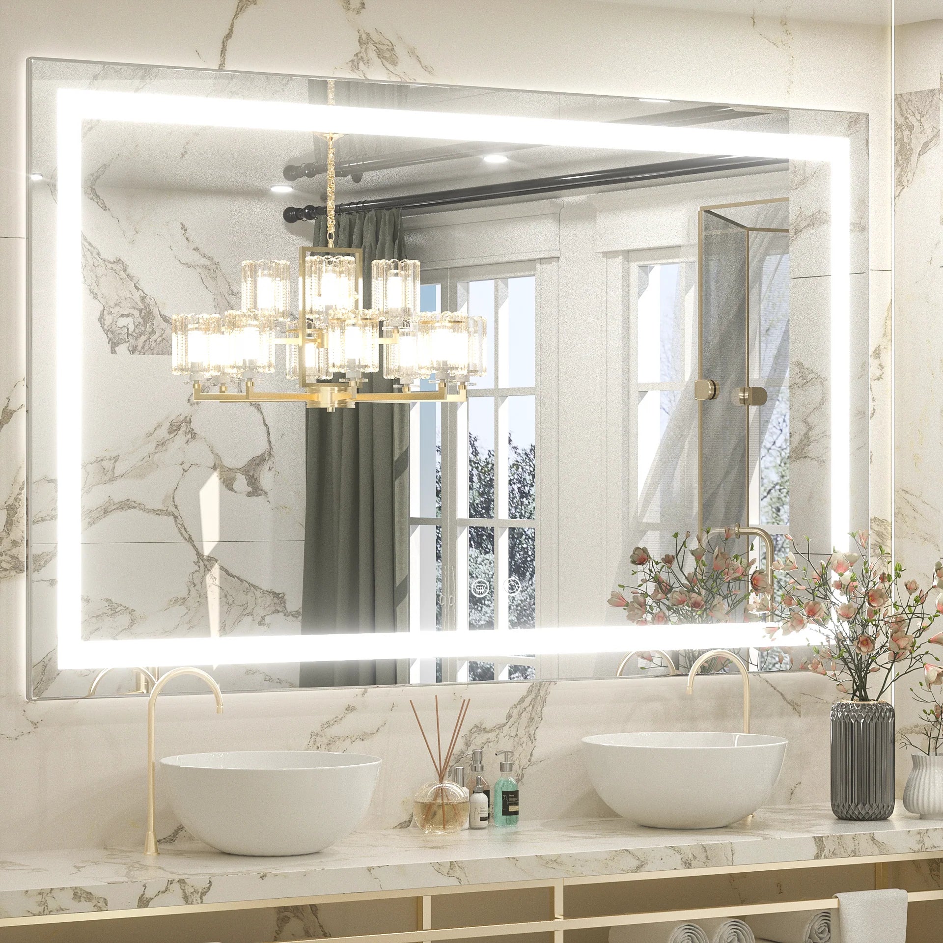 3-Color Dimmable Frontlit LED Bathroom Mirror – ETL Certified - Anti-Fog - Wall-Mounted Vanity - Hyperdealss