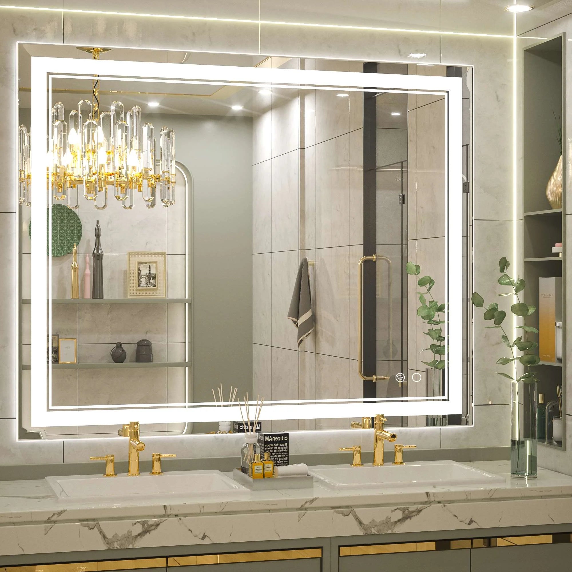 Classic Frontlit LED Bathroom Mirror – Shatterproof - Anti-Fog - Wall-Mounted Vanity Mirror with IP54 Waterproof Rating - Hyperdealss