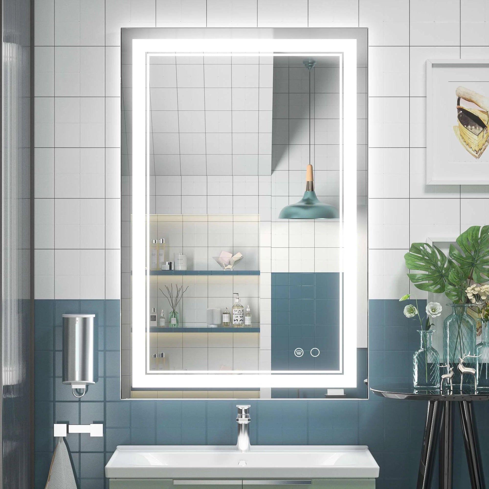 Classic Frontlit LED Bathroom Mirror – Shatterproof - Anti-Fog - Wall-Mounted Vanity Mirror with IP54 Waterproof Rating - Hyperdealss