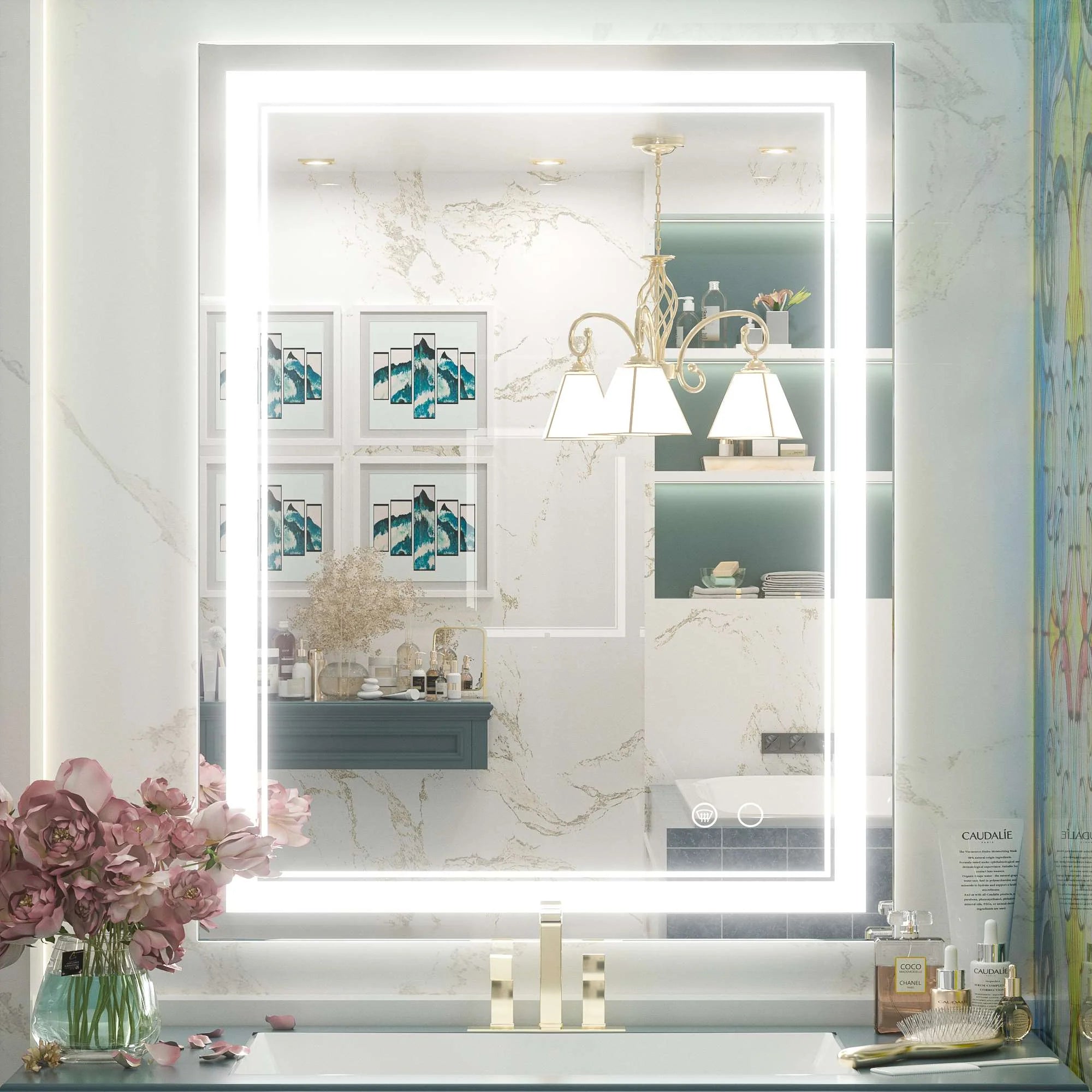 Classic Frontlit LED Bathroom Mirror – Shatterproof - Anti-Fog - Wall-Mounted Vanity Mirror with IP54 Waterproof Rating - Hyperdealss