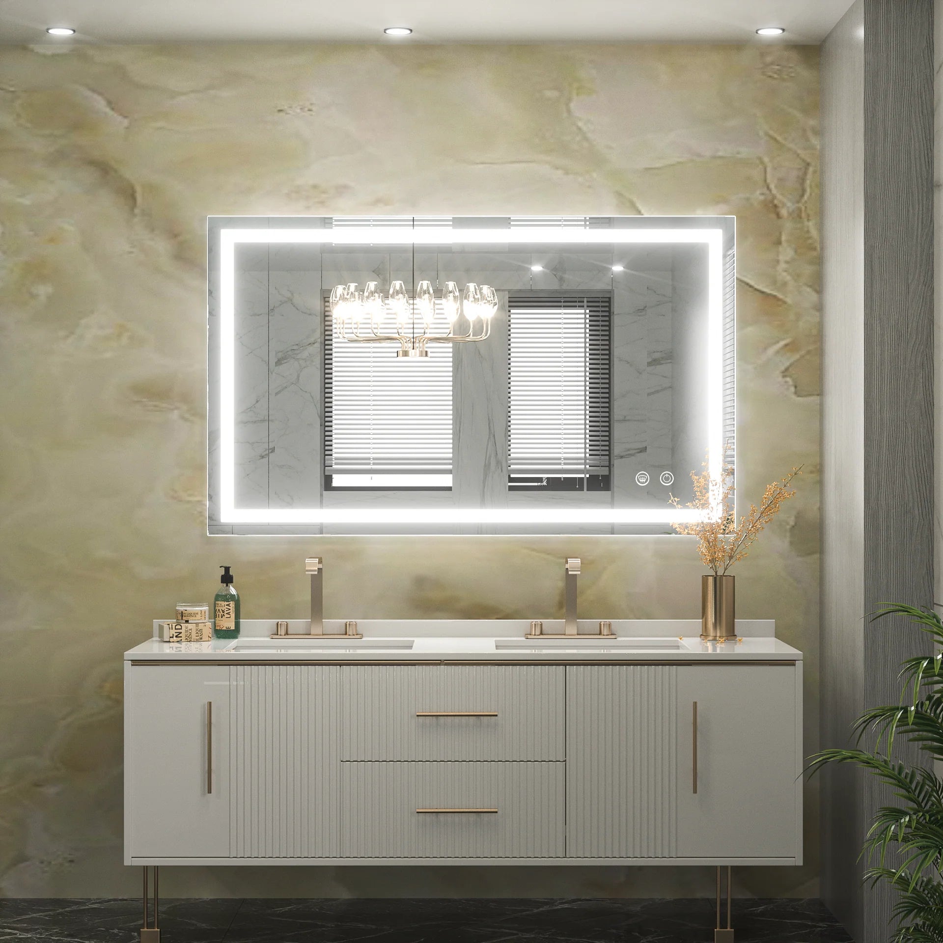 3-Color Dimmable Frontlit LED Bathroom Mirror – ETL Certified - Anti-Fog - Wall-Mounted Vanity - Hyperdealss