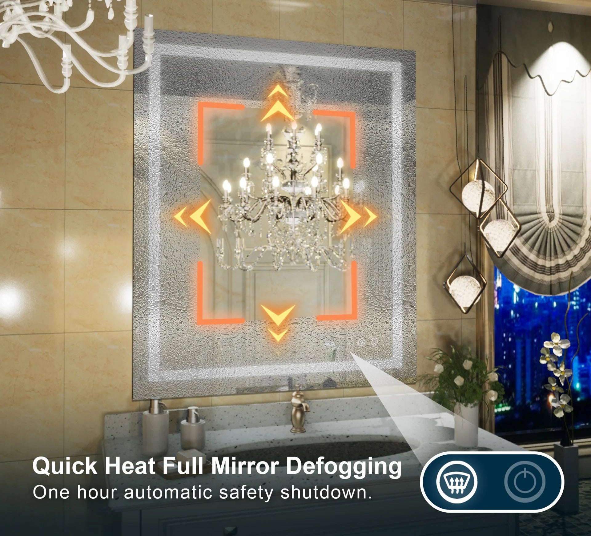 3-Color Dimmable Frontlit LED Bathroom Mirror – ETL Certified - Anti-Fog - Wall-Mounted Vanity - Hyperdealss