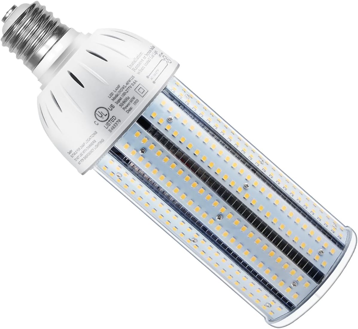 LED Corn Bulb, 60W, 8,100 lumens, 5000K Daylight, E39 Mogul Base, 277-480 VAC - Hyperdealss