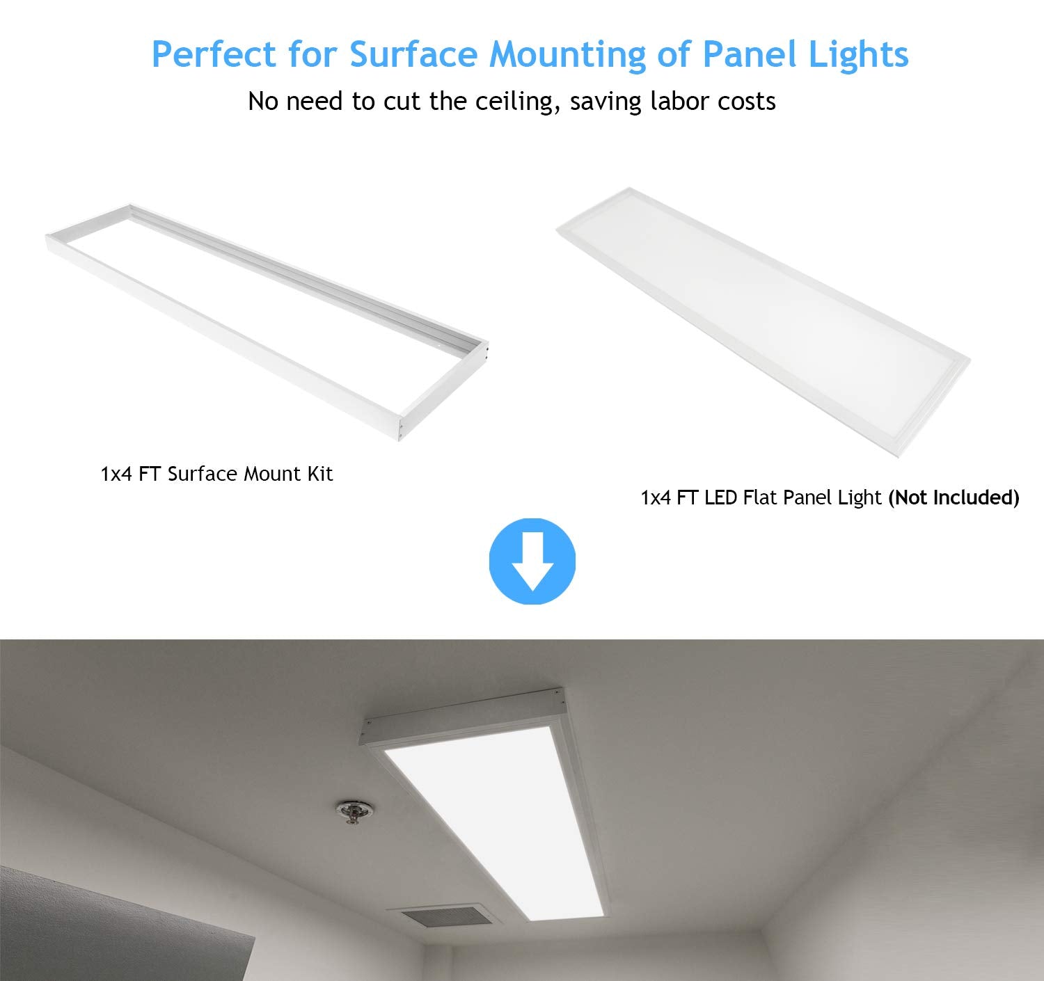 Aluminum Surface Mount Kit for LED Flat Panels, 1x4, Edge-Lit & Back-Lit - Hyperdealss