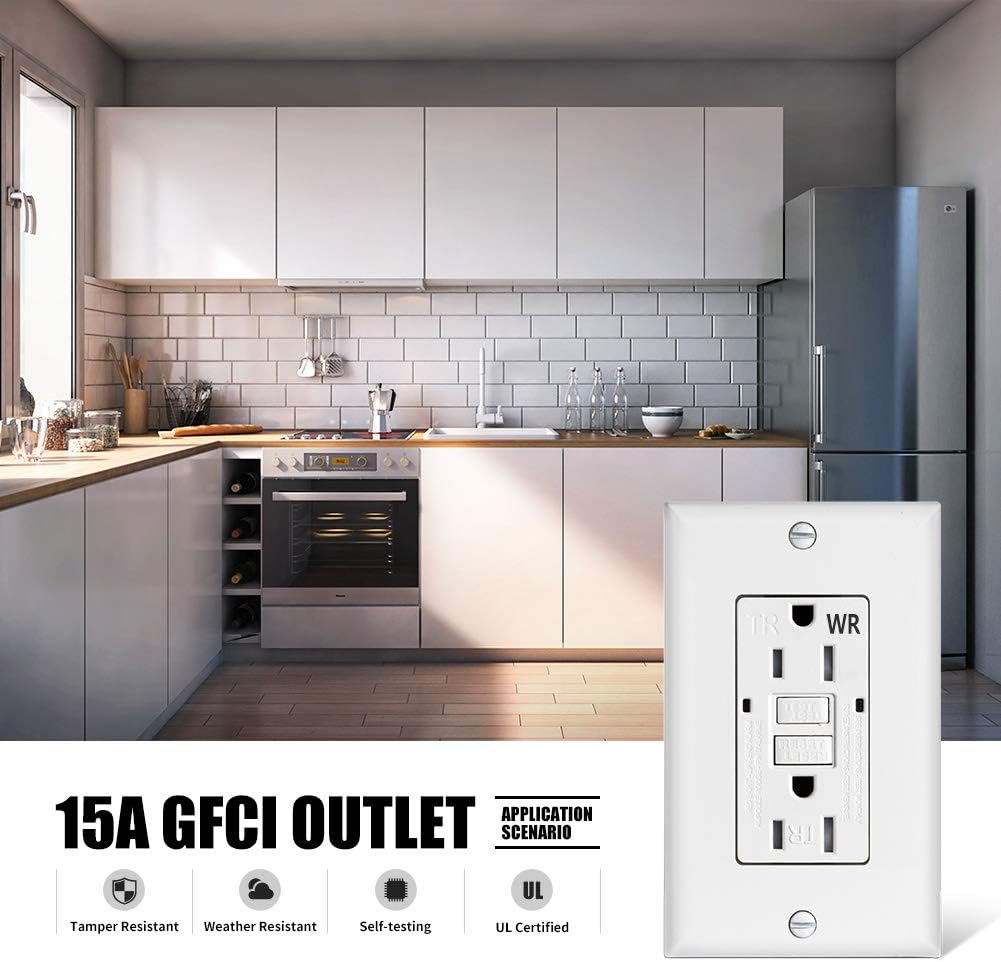 15A GFCI Outlet, TR/WR, LED Indicator, 15Amp, UL Listed, Tamper & Weather Resistant - Hyperdealss