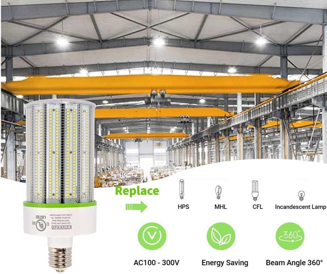 LED Corn Bulb, 250W, 6300K, E39 Base, 37,500 Lumens, 100-277 VAC - Hyperdealss