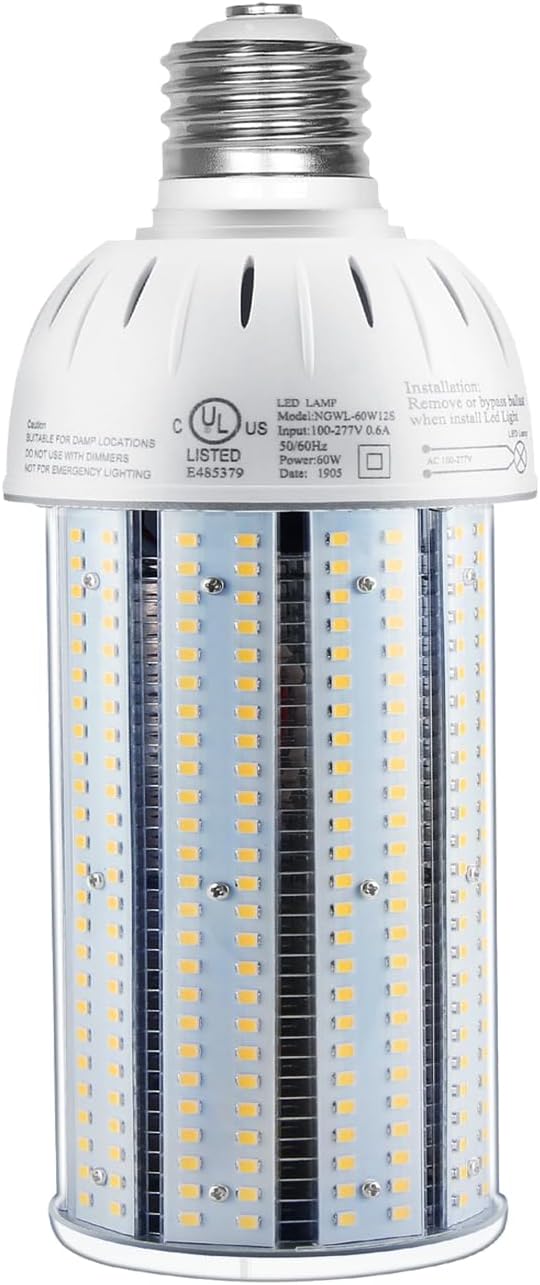 LED Corn Bulb, 60W, 8,100 lumens, 5000K Daylight, E39 Mogul Base, 277-480 VAC - Hyperdealss