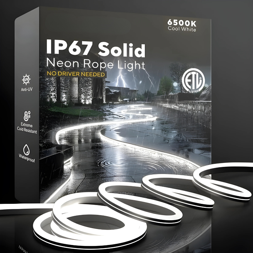 120V, 6500K, IP67 Waterproof Flexible White Outdoor Neon Rope Light Cold Resistant (-40℉) - Hyperdealss