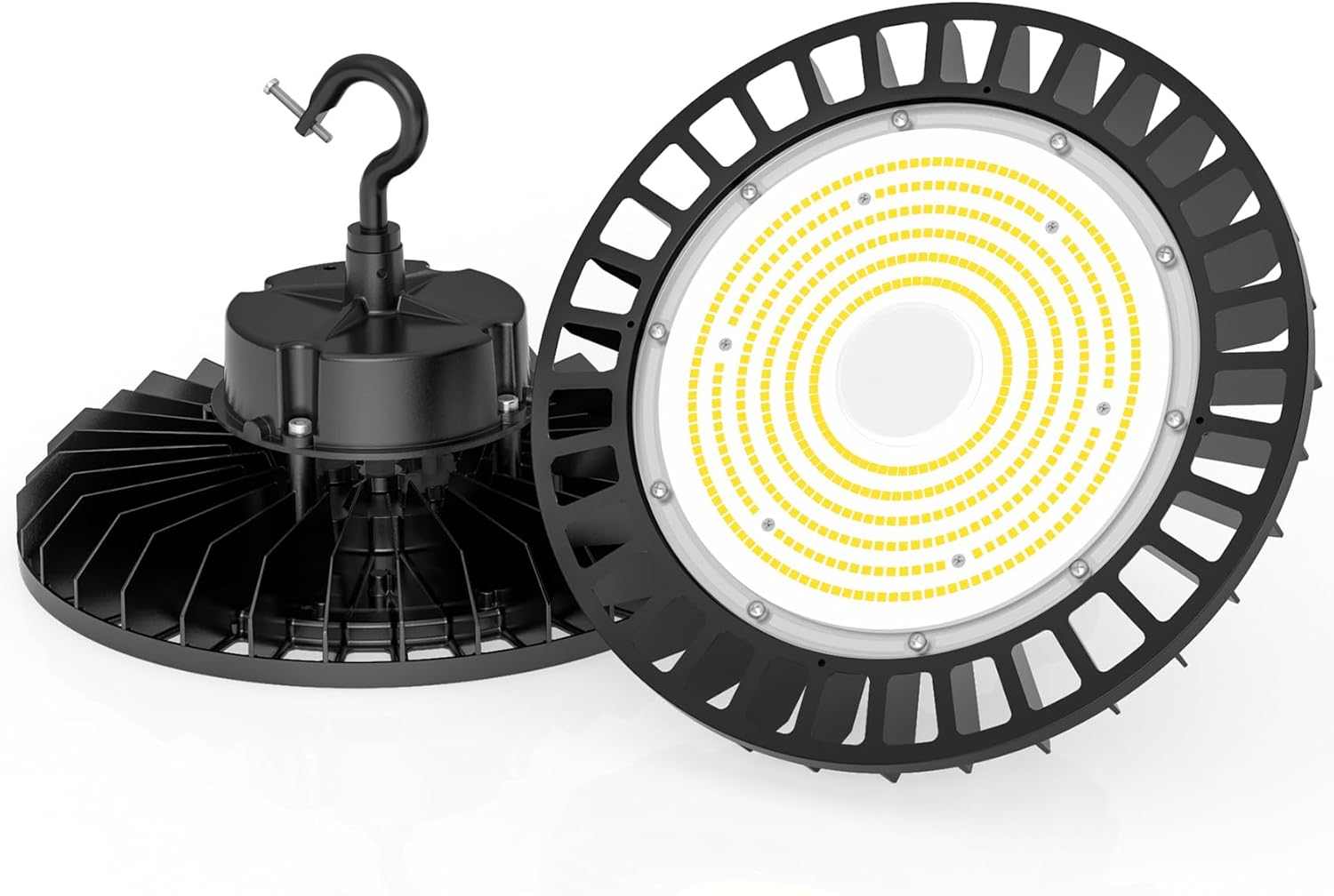 200W LED High Bay Light, 30,000 Lumens, 5000K, Dimmable, 100-277V, 5' Cable with US Plug, ETL Listed - Hyperdealss