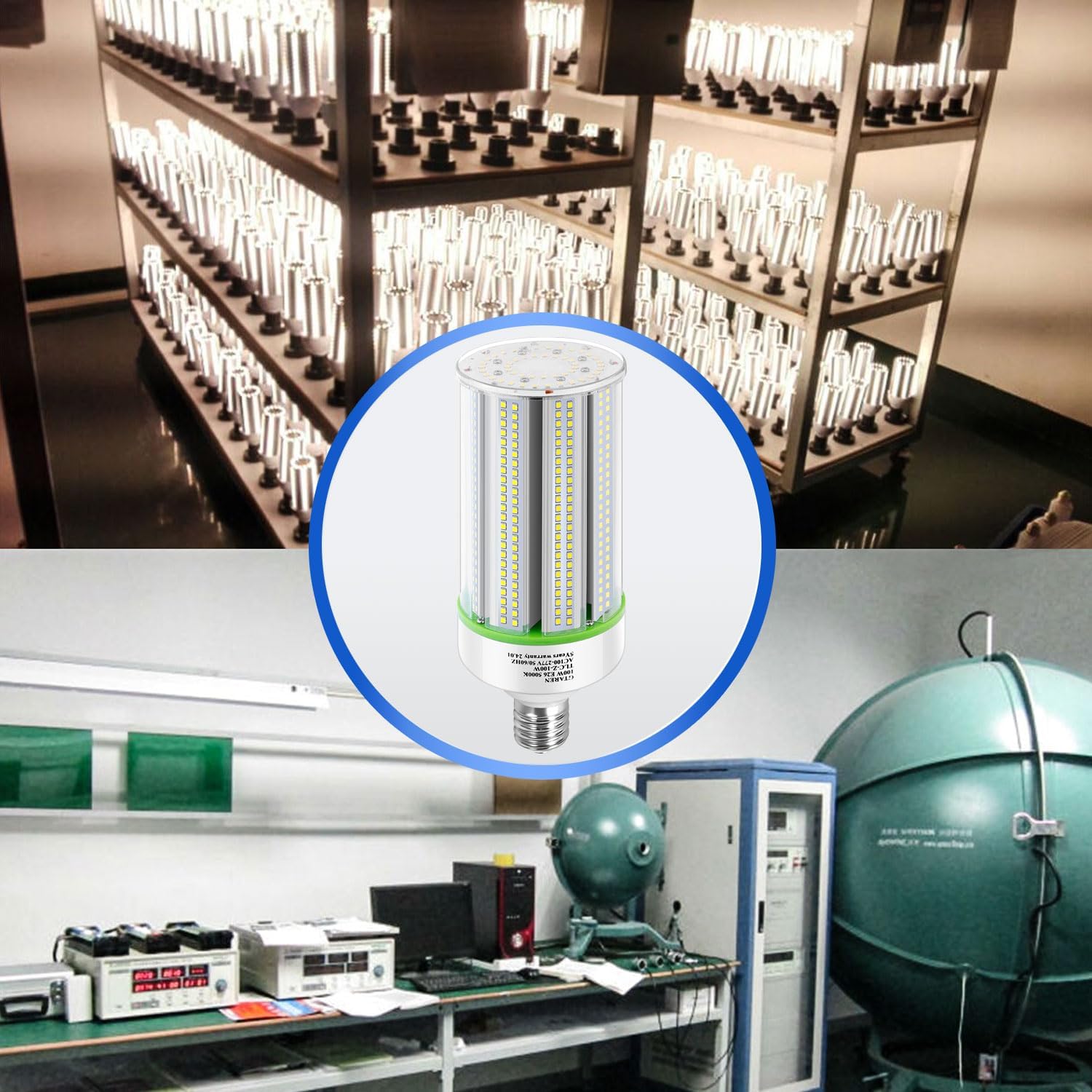 LED Corn Bulb, 100W, 15,000 lumens, 5000K, E39 Base, 277-480 VAC, 480 VAC HID Replacement - Hyperdealss
