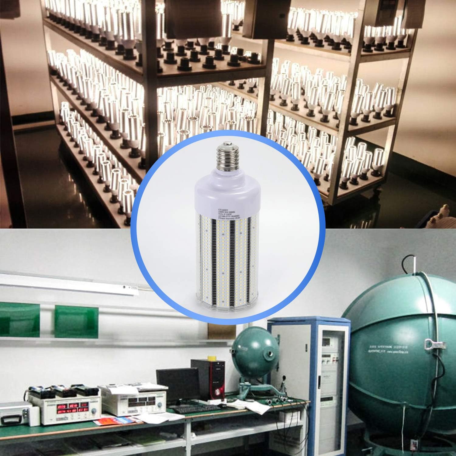 LED Corn Bulb, 125W, 400W HID Replacement, 17,500 Lumens, 5000K Daylight, E39 Base, 100-277 VAC - Hyperdealss