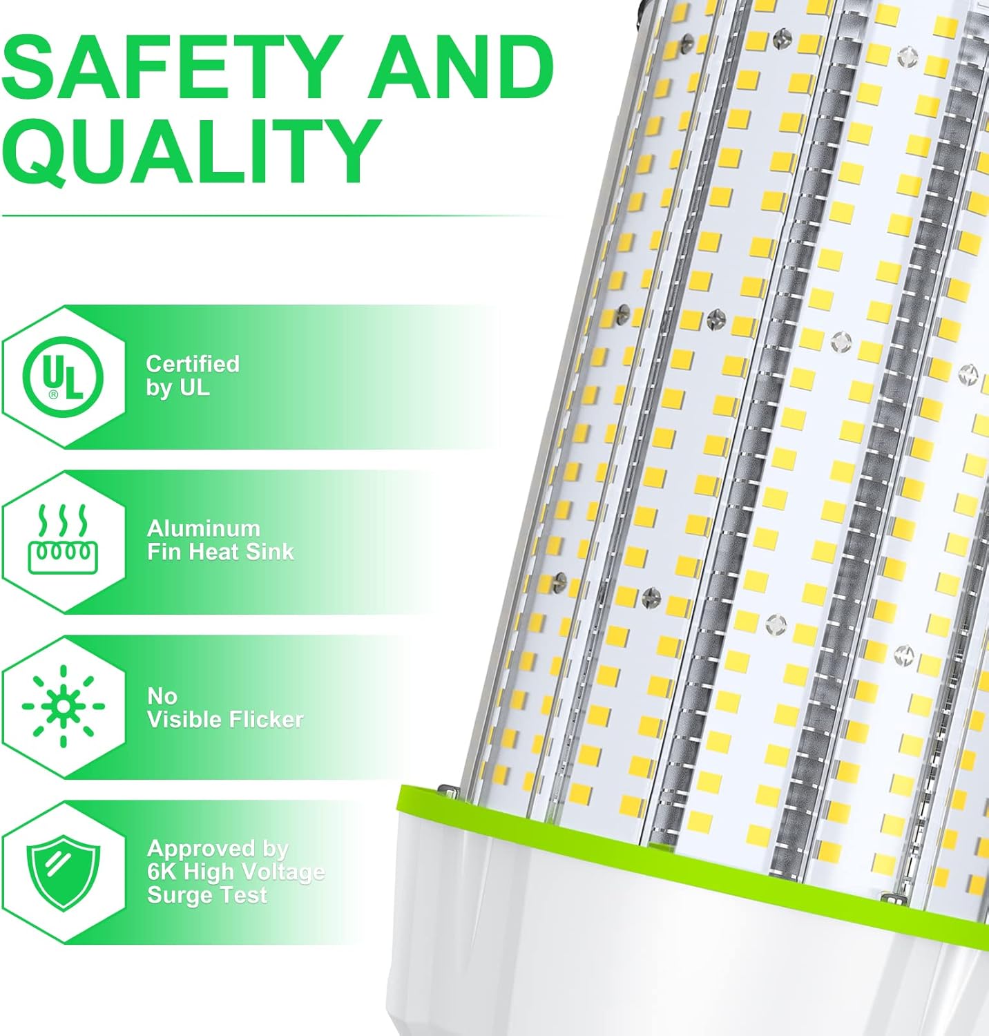 LED Corn Bulb, 100W, 15,000 lumens, 5000K, E39 Base, 277-480 VAC, 480 VAC HID Replacement - Hyperdealss