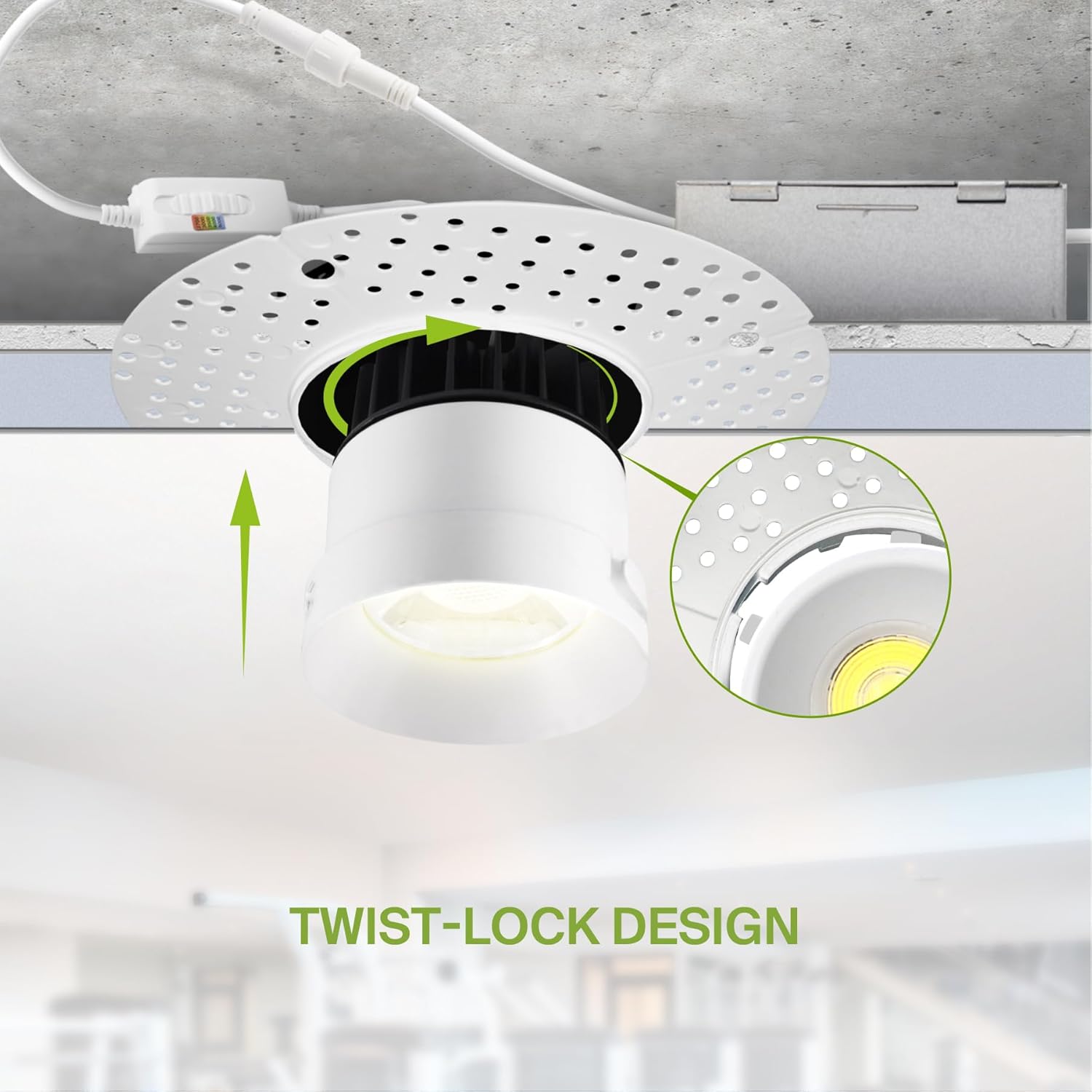 3-Inch Flangeless LED Downlight, 15W, 900LM, 5CCT, Dimmable, CRI 90+, ETL/Energy Star/T24 - Hyperdealss