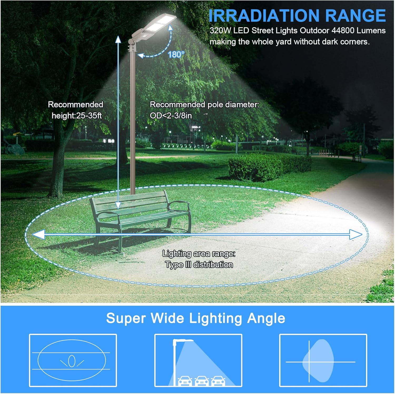 400W LED Parking Lot Light, 5000K 56,879LM, ETL Listed, IP65 Waterproof, Built-in Photocell, Slip Fitter Mount, 277-480V Outdoor Parking Lot & Area Lighting - Hyperdealss