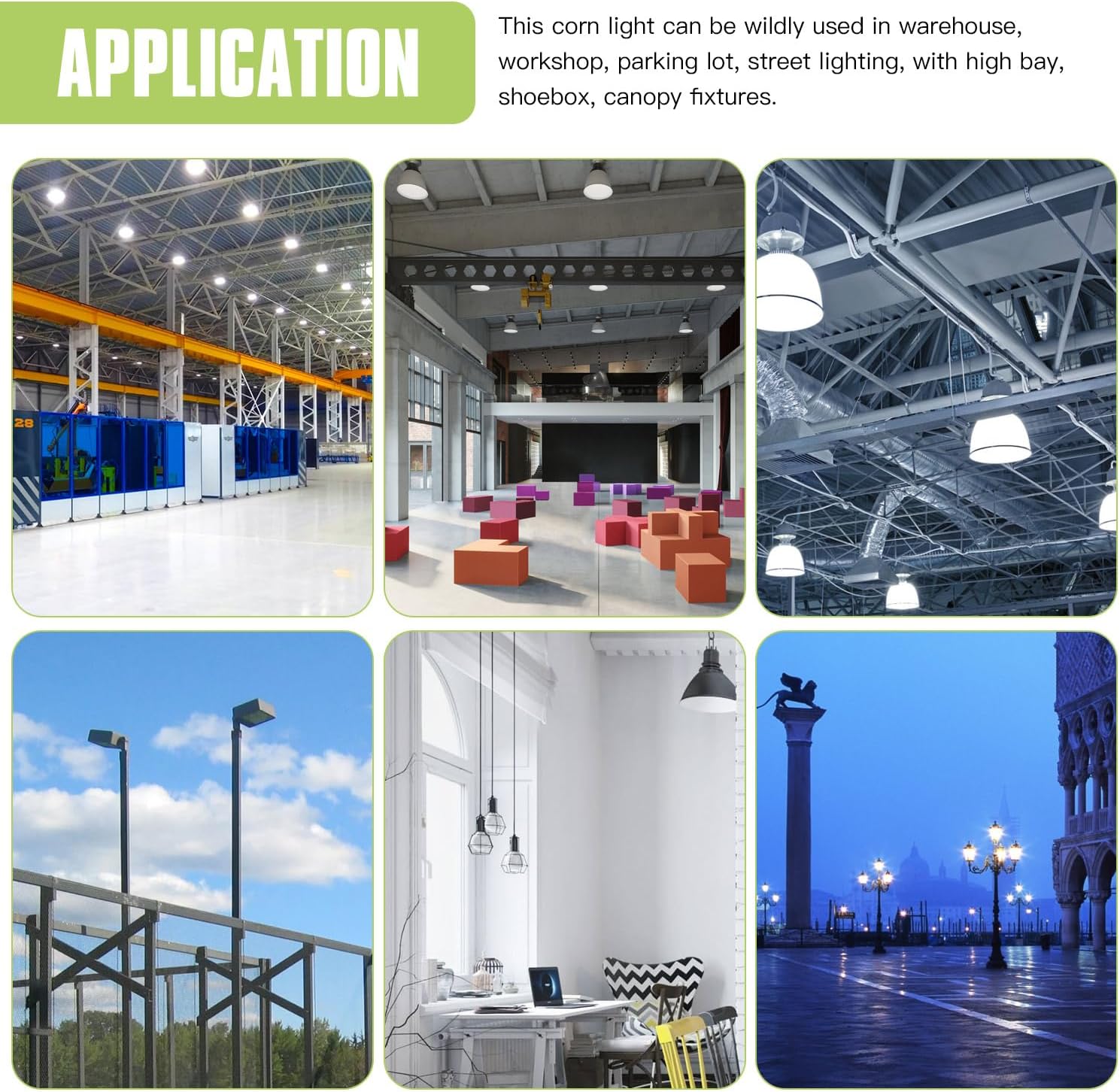 LED Corn Bulb, 100W, 15,000 lumens, 5000K, E39 Base, 277-480 VAC, 480 VAC HID Replacement - Hyperdealss
