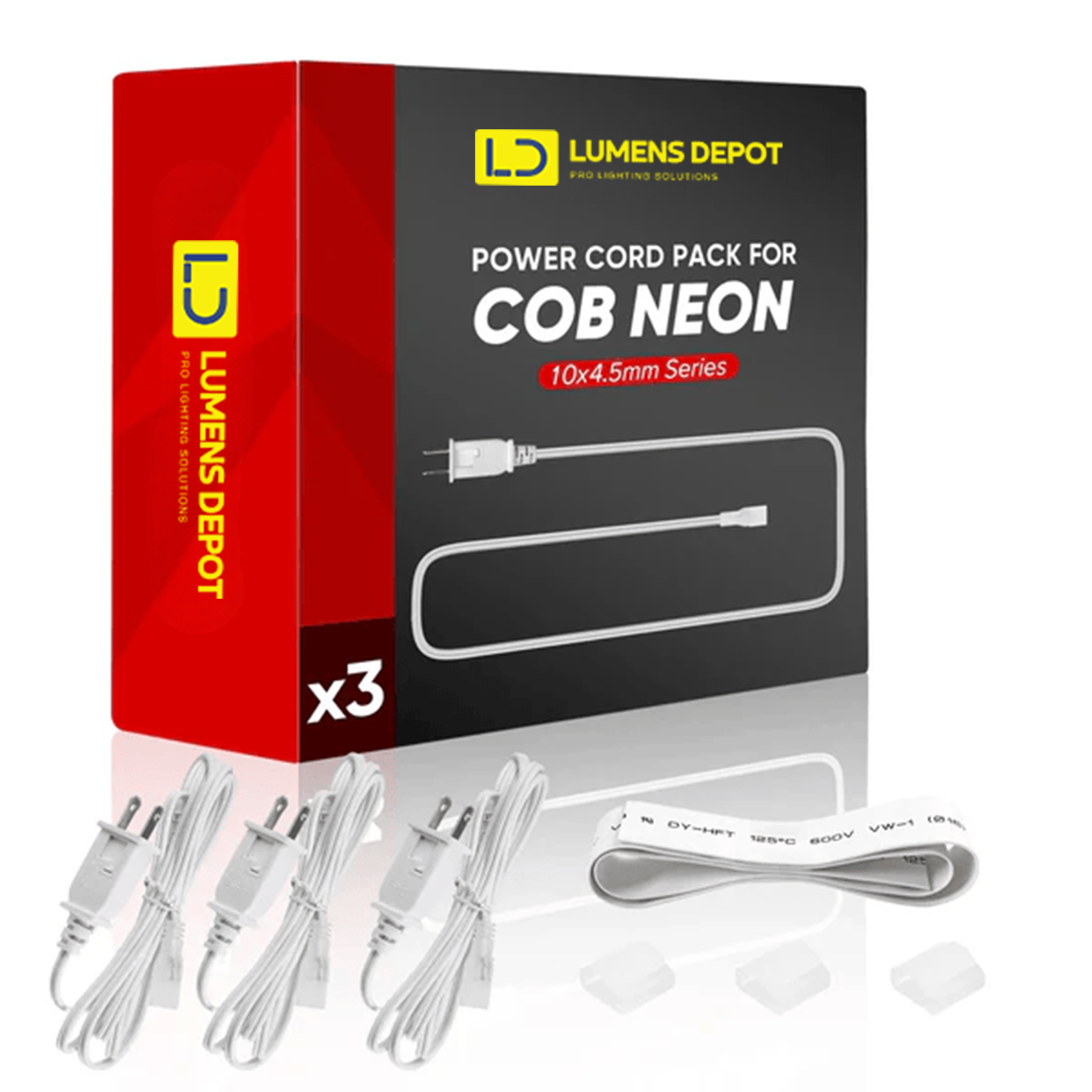 6FT Extra Power Cord Pack for 120V Flexible COB LED Neon Rope Light – 10x4.5mm - Hyperdealss