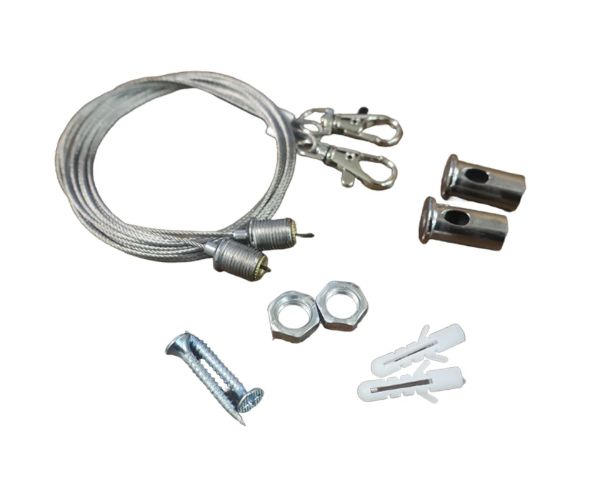 5ft Suspension Cable Kit for Panel, Troffer, Linear, and Shop Lights (Set of 4) - Hyperdealss