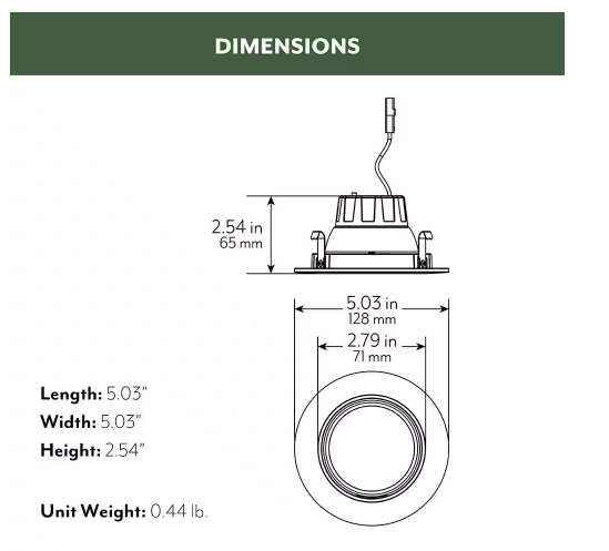 4-Inch Gimbal LED Downlight, 8W, 700 Lumens, 5CCT, 90+ CRI, Dimmable, Wet Rated - Hyperdealss