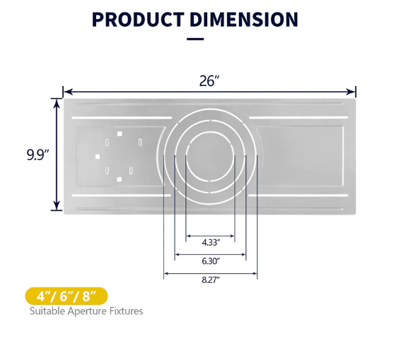 New Construction Mounting Plate for 4”/6”/8” Canless Downlights, Slim Downlight Rough-In Plate with Notches, Durable Metal Light Mounting Plate - Hyperdealss
