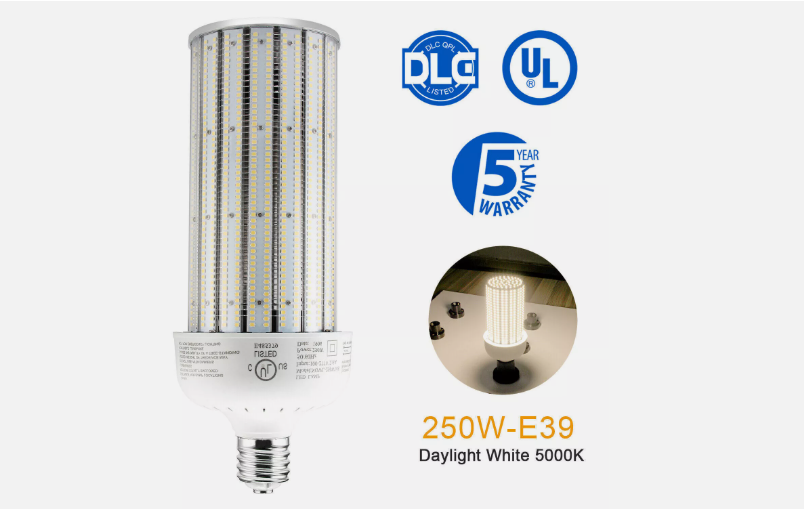 LED Corn Bulb, 250W, 6300K, E39 Base, 37,500 Lumens, 100-277 VAC - Hyperdealss