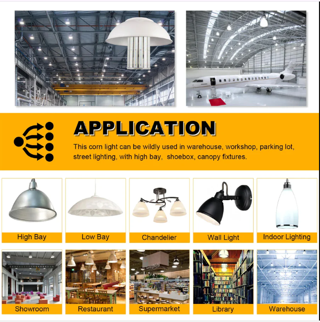 LED Corn Bulb, 125W, 400W HID Replacement, 17,500 Lumens, 5000K Daylight, E39 Base, 100-277 VAC - Hyperdealss