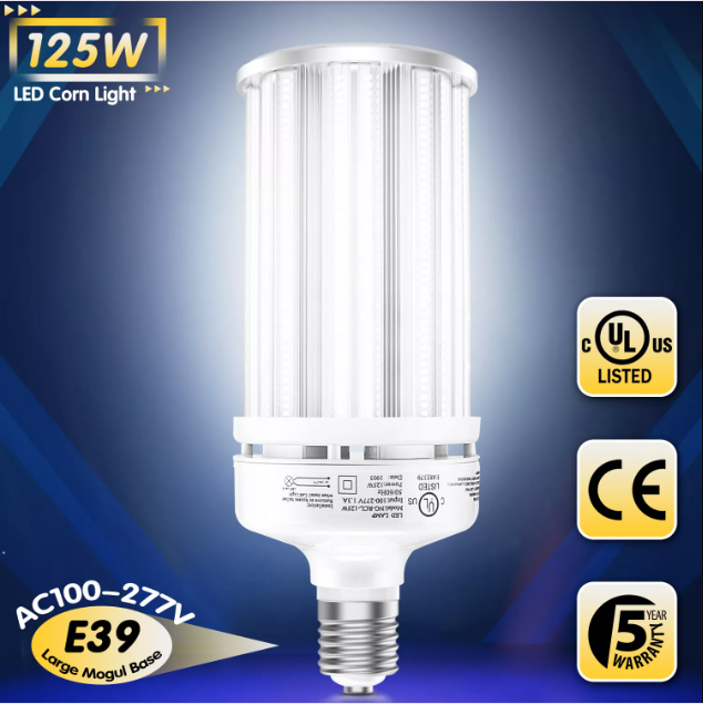 LED Corn Bulb, 125W, 400W HID Replacement, 17,500 Lumens, 5000K Daylight, E39 Base, 100-277 VAC - Hyperdealss
