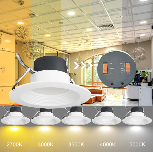 LED Recessed Downlight, 36W/27W/18W, 4000 Lumens, 2700K-5000K CCT Tunable, 120-347 VAC - Hyperdealss