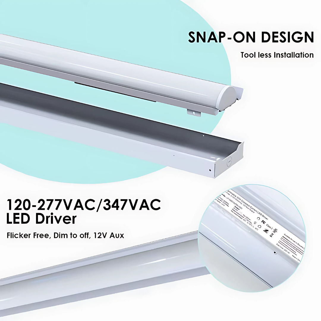 8FT LED Linear Strip Retrofit Light, Adjustable 80W/70W/60W/45W and CCT, 10,000 Lumens, 120-277 VAC - (2 PIECES OF 4FT)