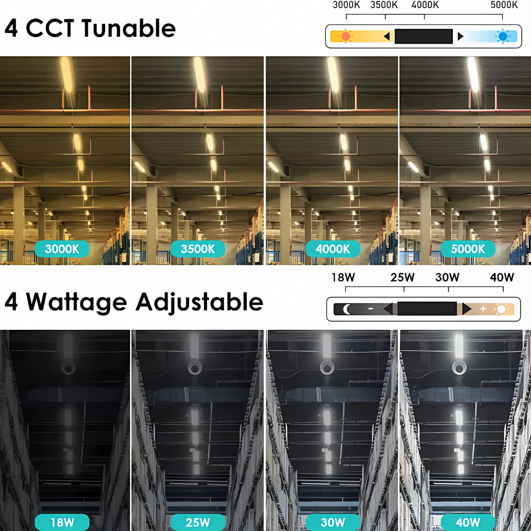 8FT LED Linear Strip Retrofit Light, Adjustable 80W/70W/60W/45W and CCT, 10,000 Lumens, 120-277 VAC - (2 PIECES OF 4FT)