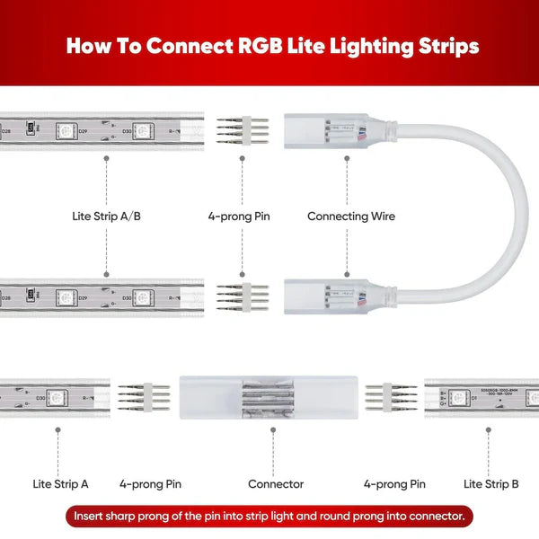 110V 7x13mm RGB LED Lite Strip Connector Kit - Hyperdealss