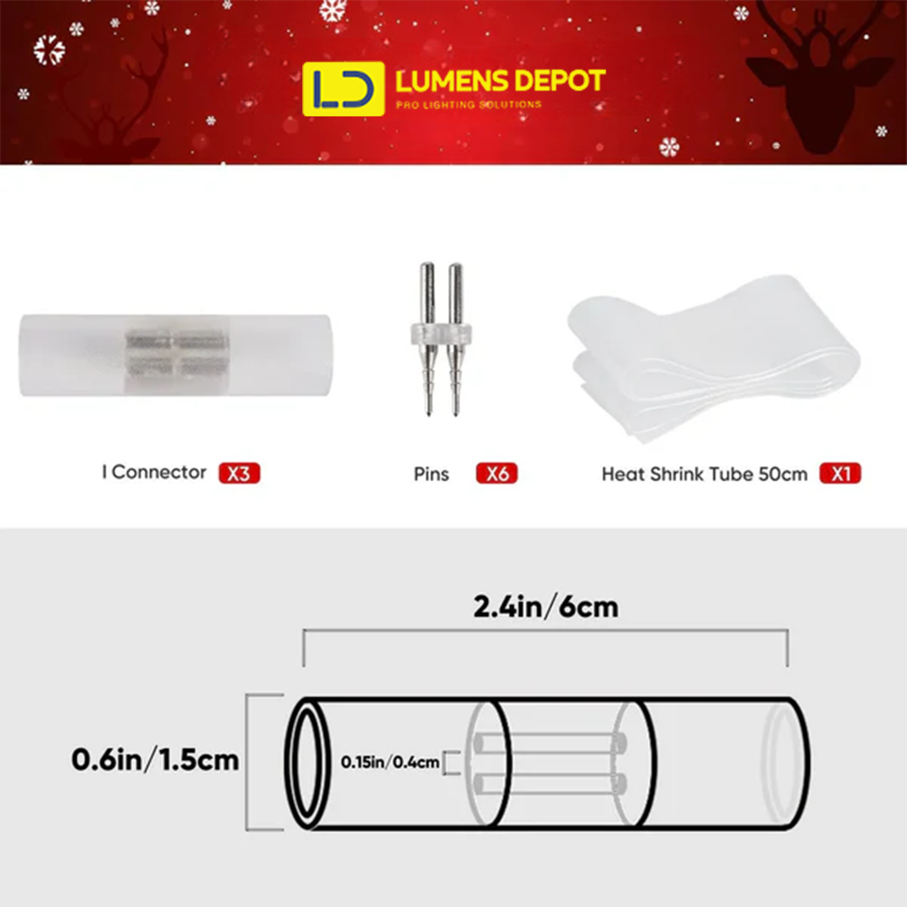 Connector Pack for 110V Candy Cane and Patriotic LED Rope Lights - Hyperdealss