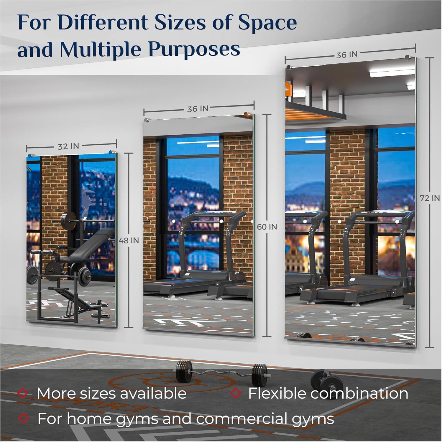 Gym Mirror Set (2 Pieces) – Large Wall-Mounted Mirrors for Home Gym - Fitness Studio - and Commercial Use - Hyperdealss