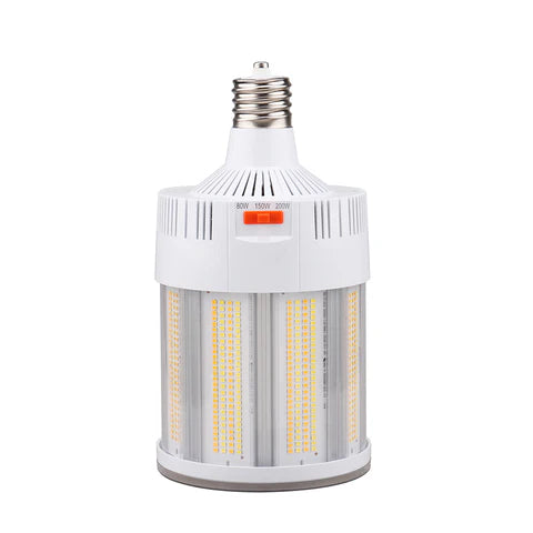 LED Corn Bulb, 80W/150W/200W Adjustable Watts, 28,400 Lumens, 3000K/4000K/5000K CCT Selectable, E39 Base, 100-277 VAC - Hyperdealss