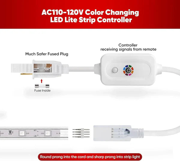 Extra Controller Kit for 110V 7x13mm RGB LED Strip Lights - Hyperdealss