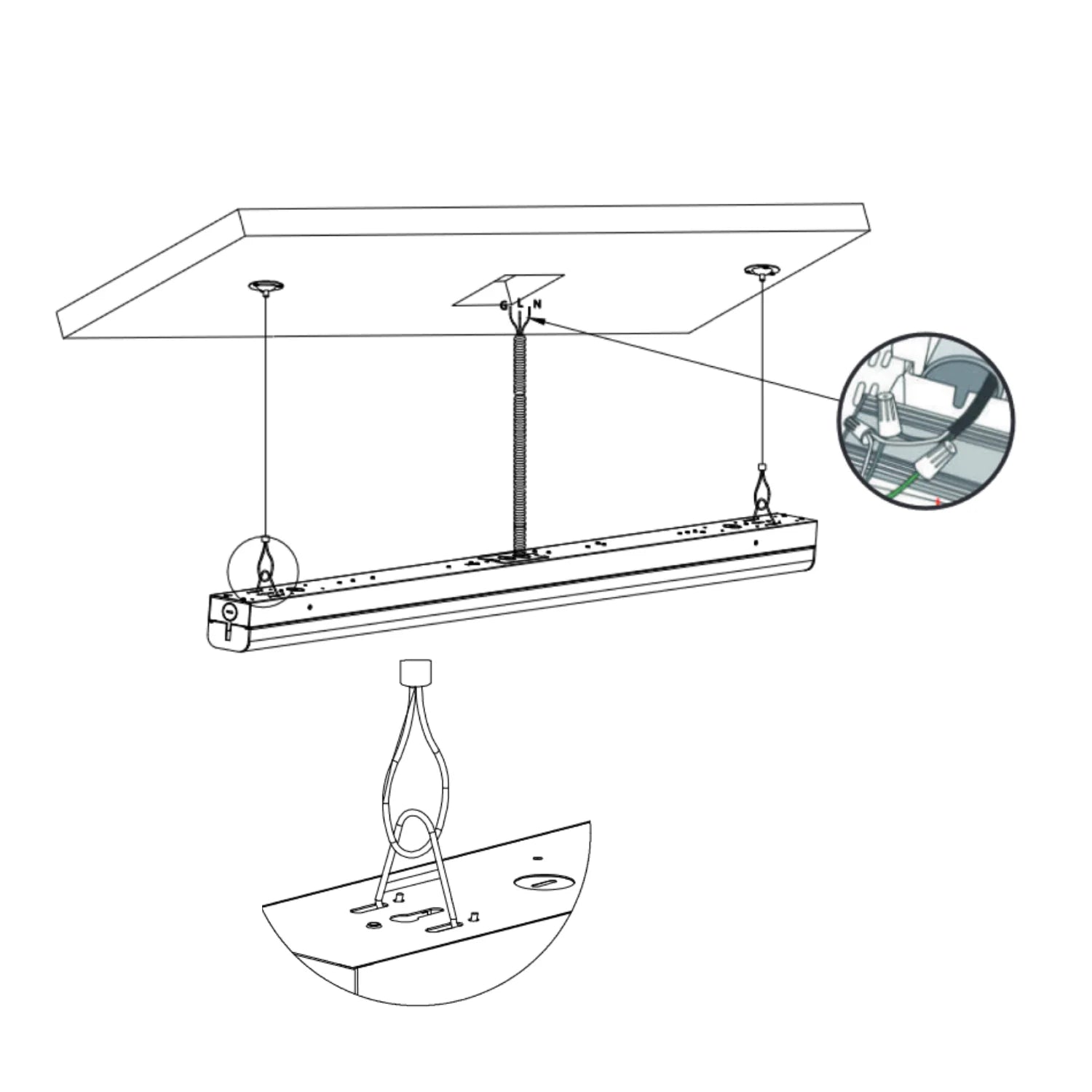 1M Suspension Wire Kit – 2pcs -Hanging Kit for LED High Bay & Linear Fixtures - Hyperdealss